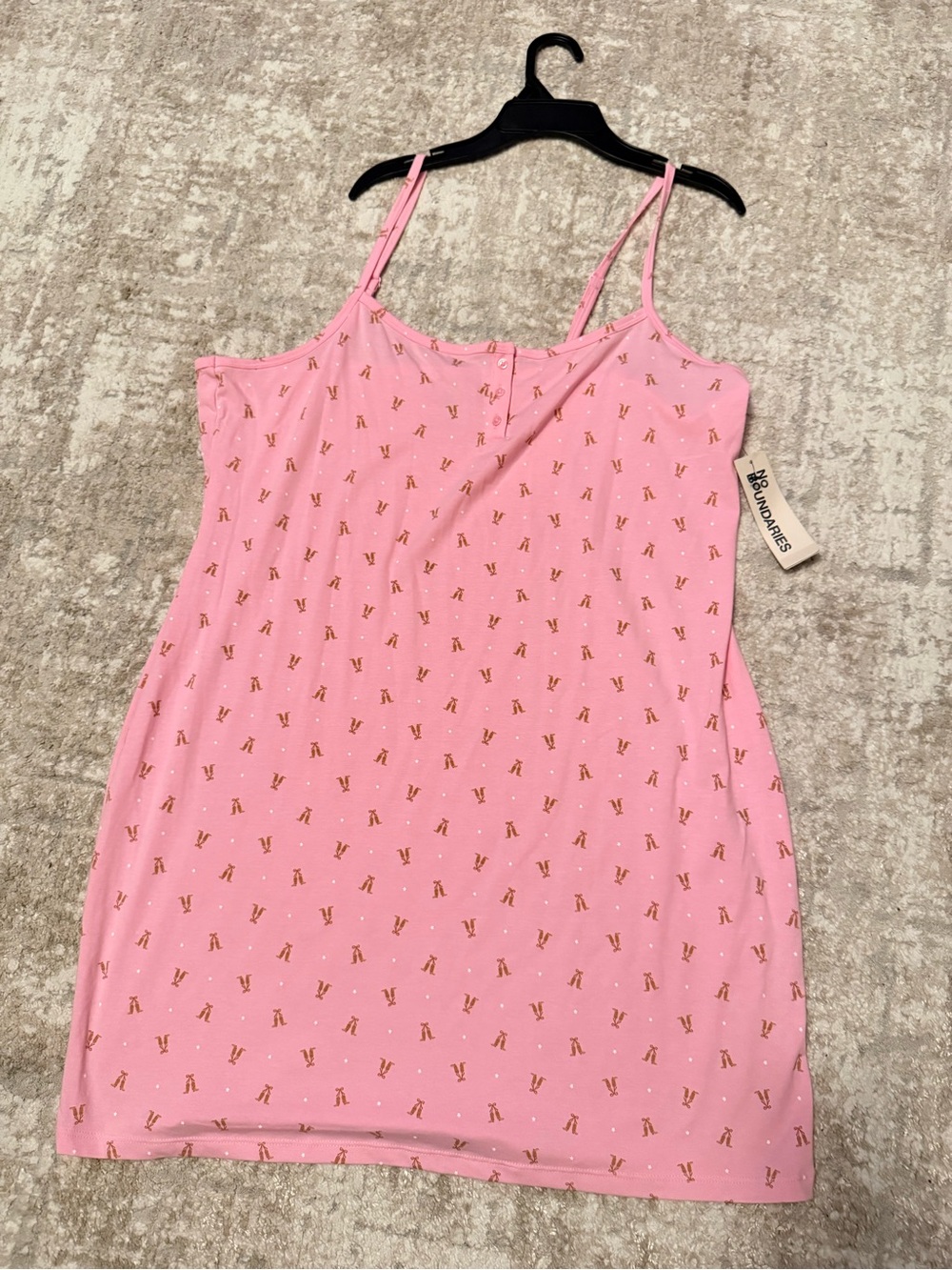 No Boundaries Pink Gold-Accent Cowgirl Boot print Cami Slip size XXL-NWT
